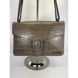 Marina Galanti Shoulder Bag Croc Embossed Leather Italy Quiet Luxury Taupe Neut